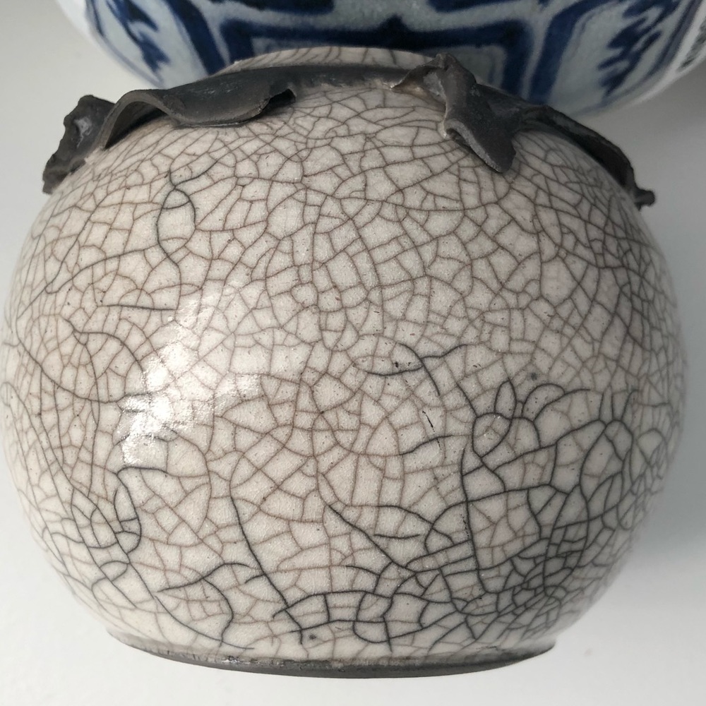 VINTAGE Brutalist Style Vase Cachepot Cream Gray - Picture 2 of 7